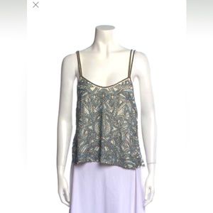 Haute Hippie light blue and silver beaded crop top - xs